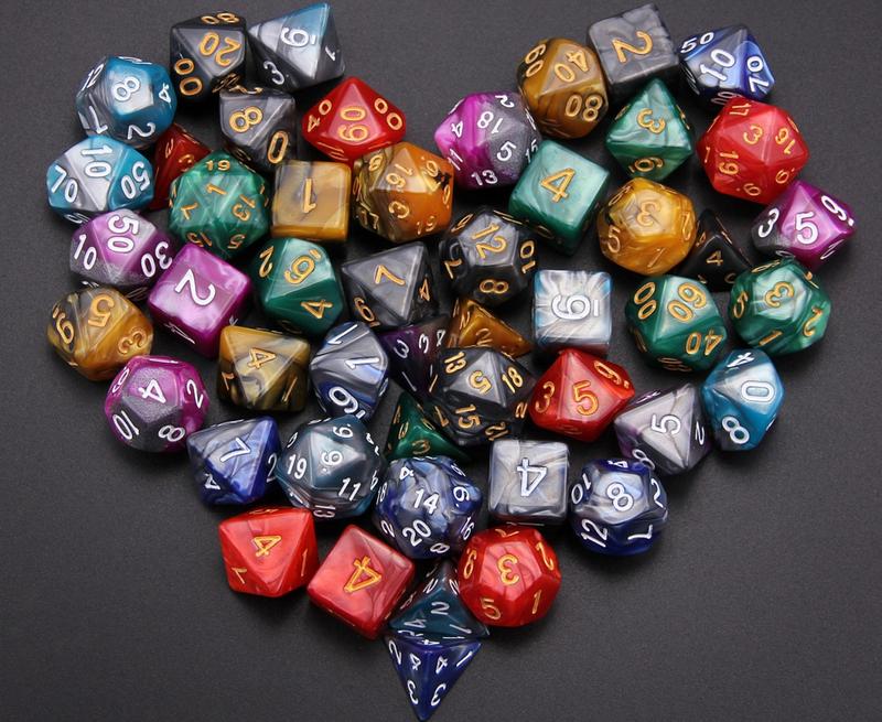 49 Packs DND Dice Set, 7 Sets Polyester D&D Dice with 7 Pouches for Dungeons & Dragons, D&D Dice with Bags for RPG DND  D4  D6  D8  D10 (0-9 and 00-90)  D12  D20