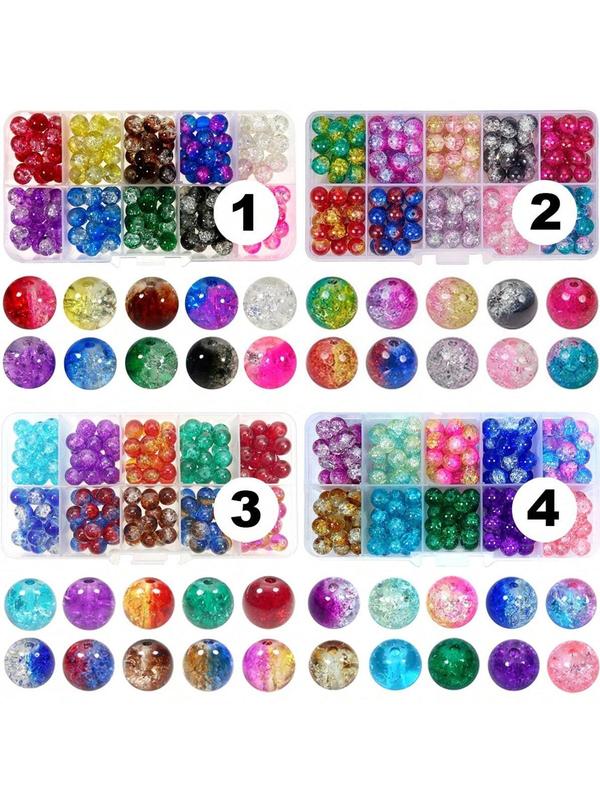 8mm Crack Glass Beads, Mixed Color Beads for Jewelry Making, Jewelry Making Supplies for Girls Gift