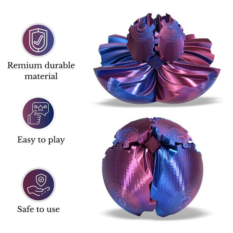 3D Printed Gear Ball, Gear Sphere Fidget Toy Stress Relief Toy for ADHD, Anxiety Relaxing Toy for Adults at work study travel 3d  gear