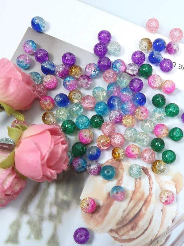 8mm Crack Glass Beads, Mixed Color Beads for Jewelry Making, Jewelry Making Supplies for Girls Gift