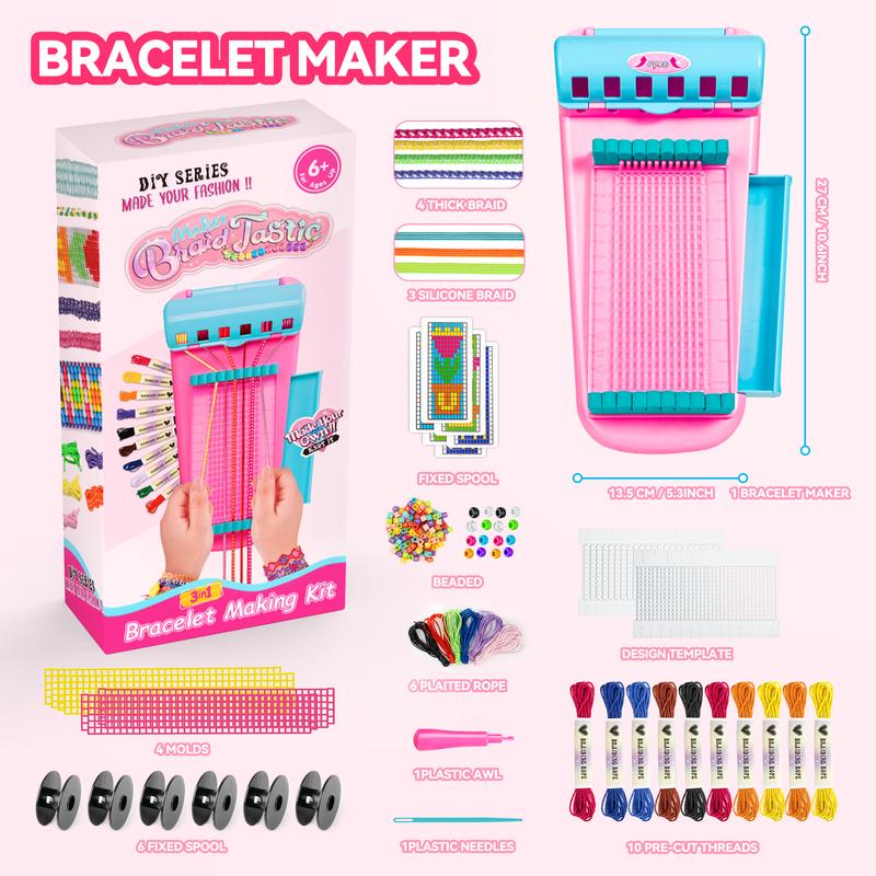 Friendship Bracelet Making Kit for Girls, 7 8 9 10 11 12 Years Old Girl Birthday Gifts, Jewelry DIY Crafts for Girls 8-12, Popular Style Crafts String Maker Tool Handmade Kids Toys