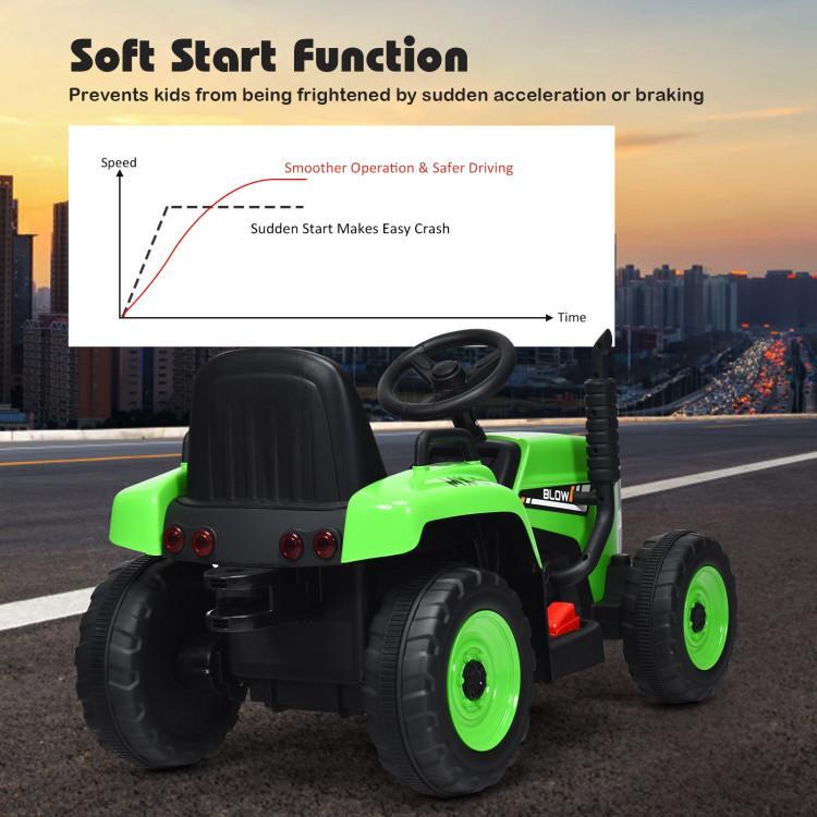 [ShopTab] Festival Joy 12V Ride on Tractor with 3-Gear-Shift Ground Loader, Remote Control, LED Lights, Horn, Electric Tractor Toy w USB & Bluetooth Audio Music