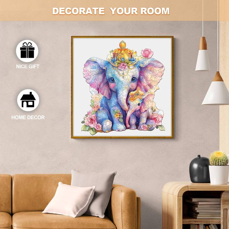 Parent child elephant Wooden Jigsaw Puzzle