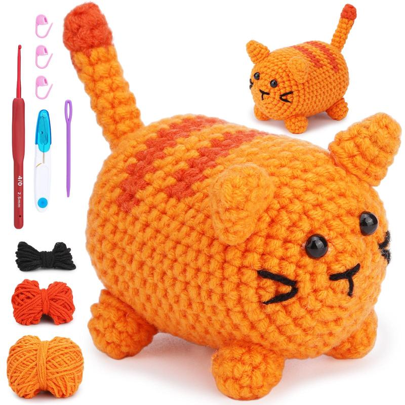 Animal Crochet Kit, 1 Set Crochet Cartoon Animals Set, Crochet Starter Kit with Step-by-step Video Tutorials, Suitable for Beginners and Adults