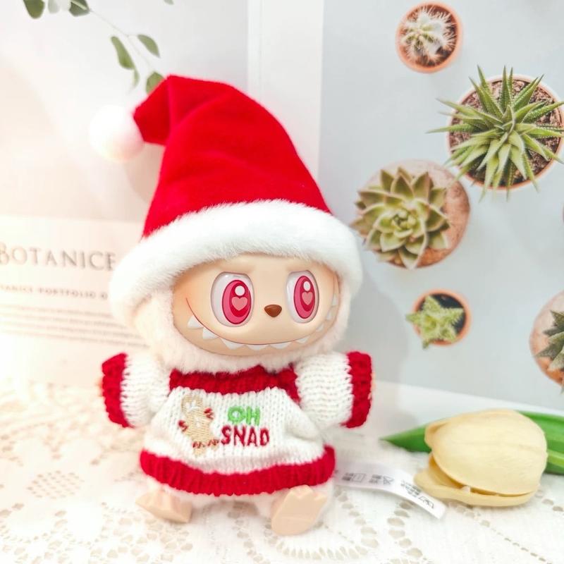 Labubu Outfit, handmade clothes, will fit Macarons and have a seat , Cute Christmas Edition, (Doll not included)