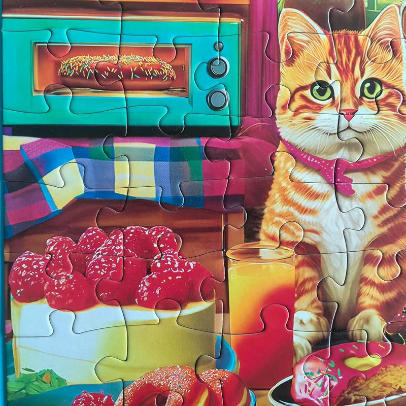 Extra Large Pieces Jigsaw Puzzles for Adults - 100 Piece Puzzles for Kids Ages 8-10 10-12 - Large Piece Puzzles for Seniors - Kitchen Kittens and Donuts