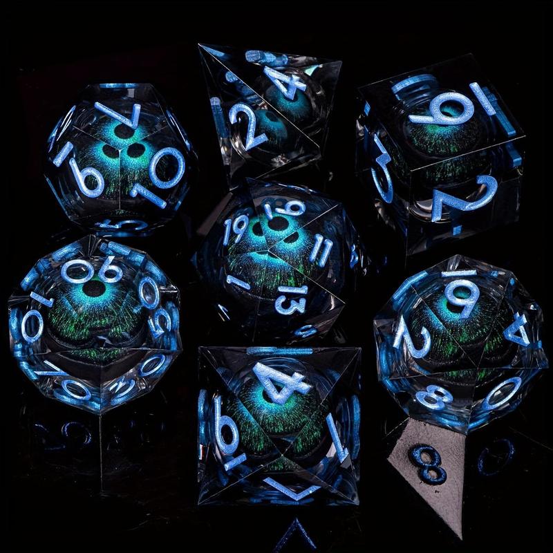 Dice Set, 7 Counts set Clear Resin Dice, Polyhedral & RPG Dice, Game Dice for D&D and Fantasy Games, Perfect Gift for D&D Enthusiasts