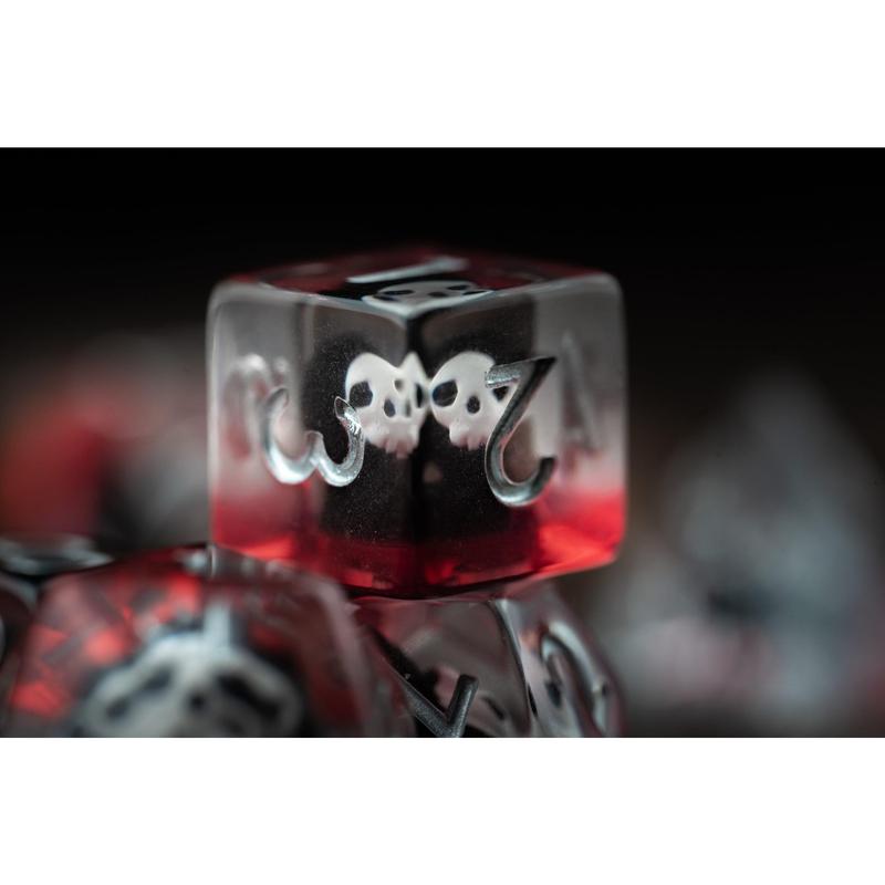 DnD dice sets: Red Grim Reaper Dice Set: Cute Polyhedral DnD Death Dice with Bloody Design - Perfect Gift for Dungeons and Dragons Players