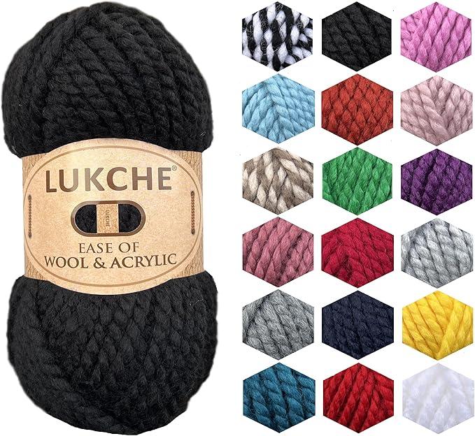 Wool and Acrylic Yarn 25% Wool - 75% Acrylic - 3,52 Oz - 65,6 Yds, Easy Thick and Fast Yarn, Soft and Super Bulky Weight