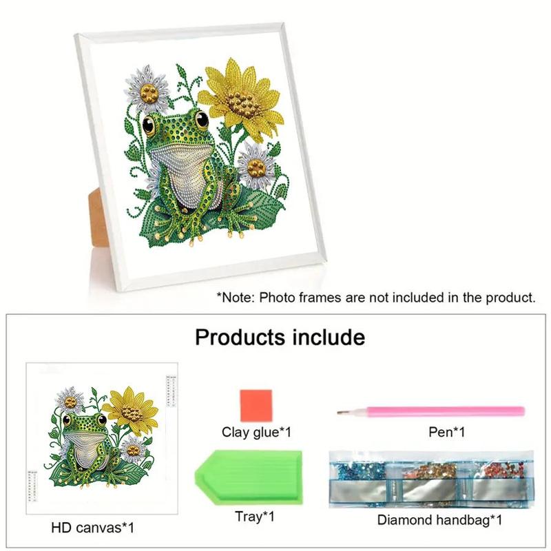 DIY Artificial Rhinestones Arts Painting Kit Without Frame, Frog Pattern DIY Painting, Handmade Craft Art Decoration