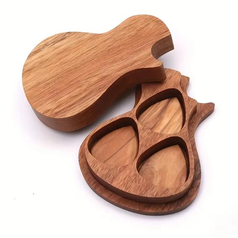 Guitar Pick Storage Case, Wooden Guitar Pick Holder for Gift, Music Accessories for Acoustic, Electric, Bass, and Ukulele Lovers