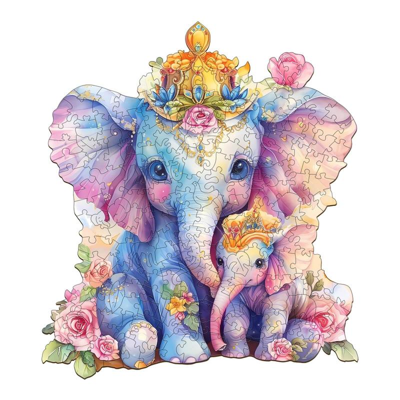 Parent child elephant Wooden Jigsaw Puzzle