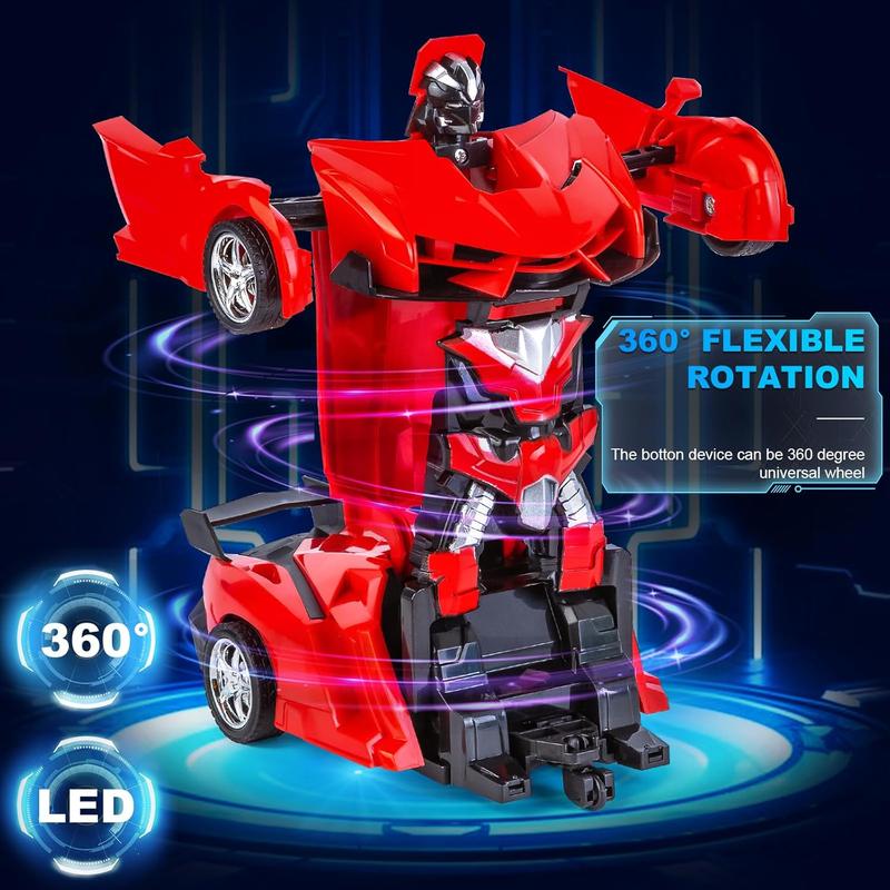 RC Cars for Boys Age 4-7,Remote Control Transformation Car Robot Toys for Child Electric Deformation Car Vehicle Toys for Kid 8-15 Ages Transforming Toy Deformed Cars Best Birthday Toy Red