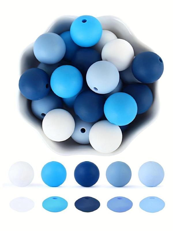 Minimalist Solid Mixed Color Silicone Bead, Simple Bead for Diy Necklace Bracelet, Fashion Accessories for Women & Girls