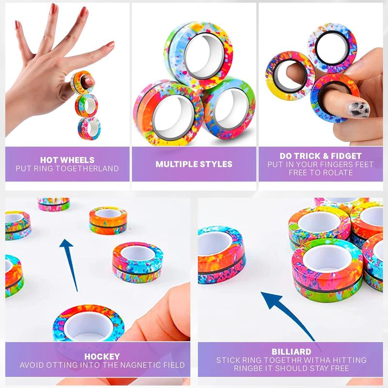 3PCS Rings Fidget Toy Set,Adult Fidget Spinner Rings for Anxiety Relief Therapy, Stocking Stuffers for Adults Men Teens, Gift for Boys Girls Kids