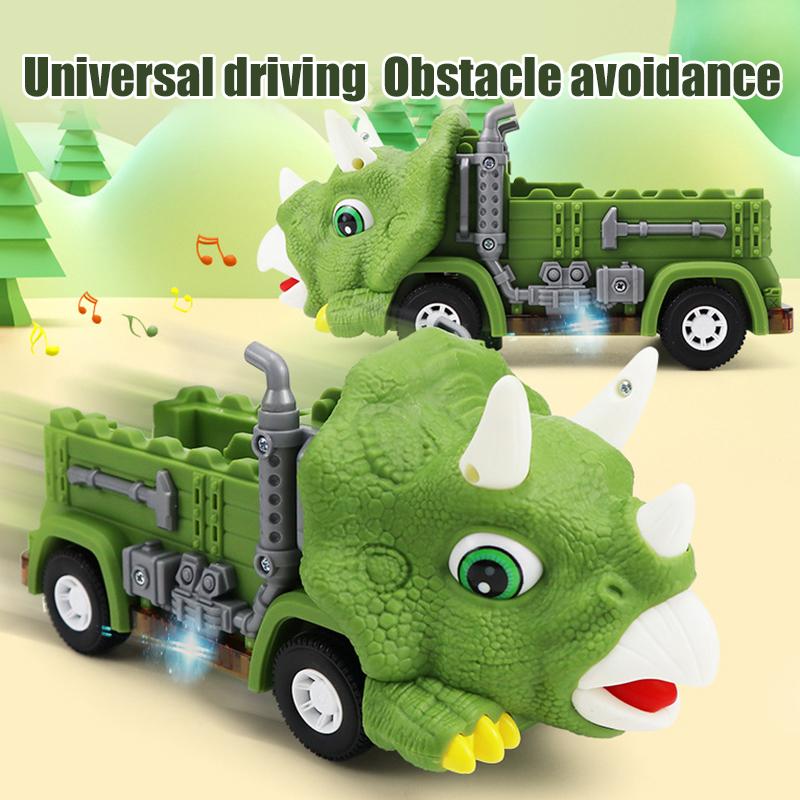 Stair Climbing Dinosaur Track Toy Car Triceratops Sliding Universal Rotating Car Electric Toy