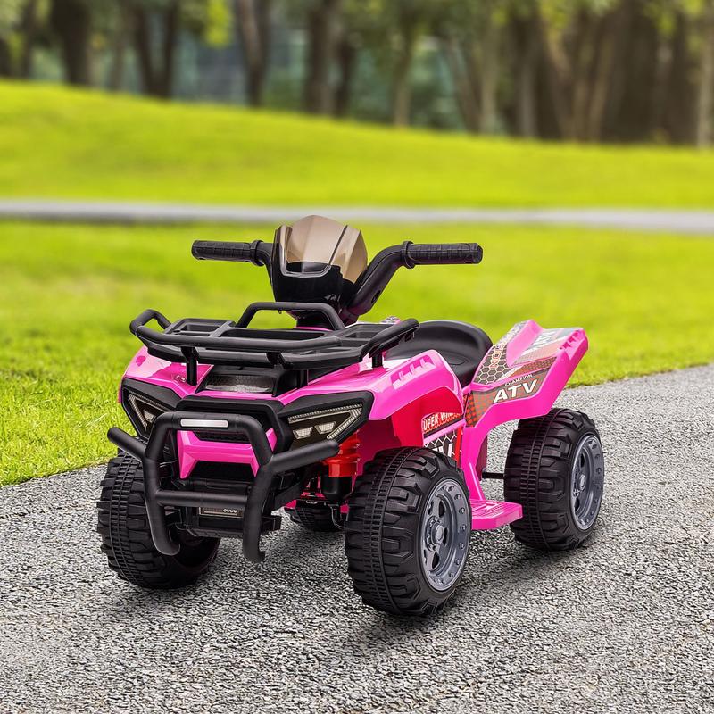 Kids ATV Four Wheeler  Ride on Car, Motorized Quad, 6V Battery Powered Electric Quad with Songs for 18-36 Months, Pink