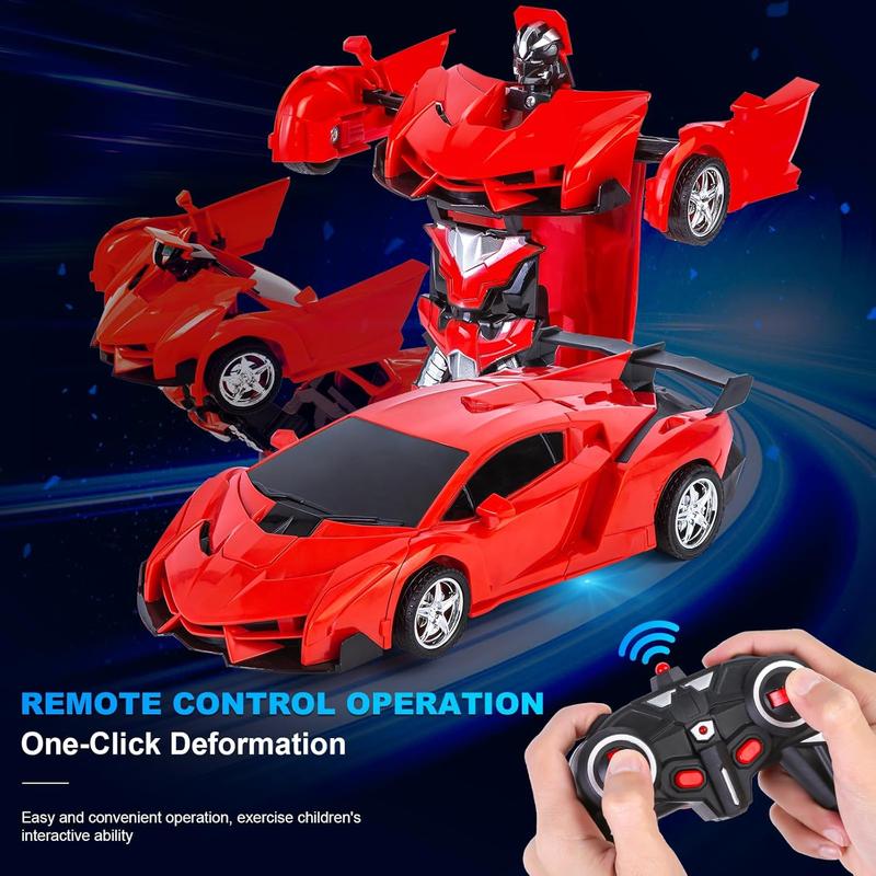 RC Cars for Boys Age 4-7,Remote Control Transformation Car Robot Toys for Child Electric Deformation Car Vehicle Toys for Kid 8-15 Ages Transforming Toy Deformed Cars Best Birthday Toy Red