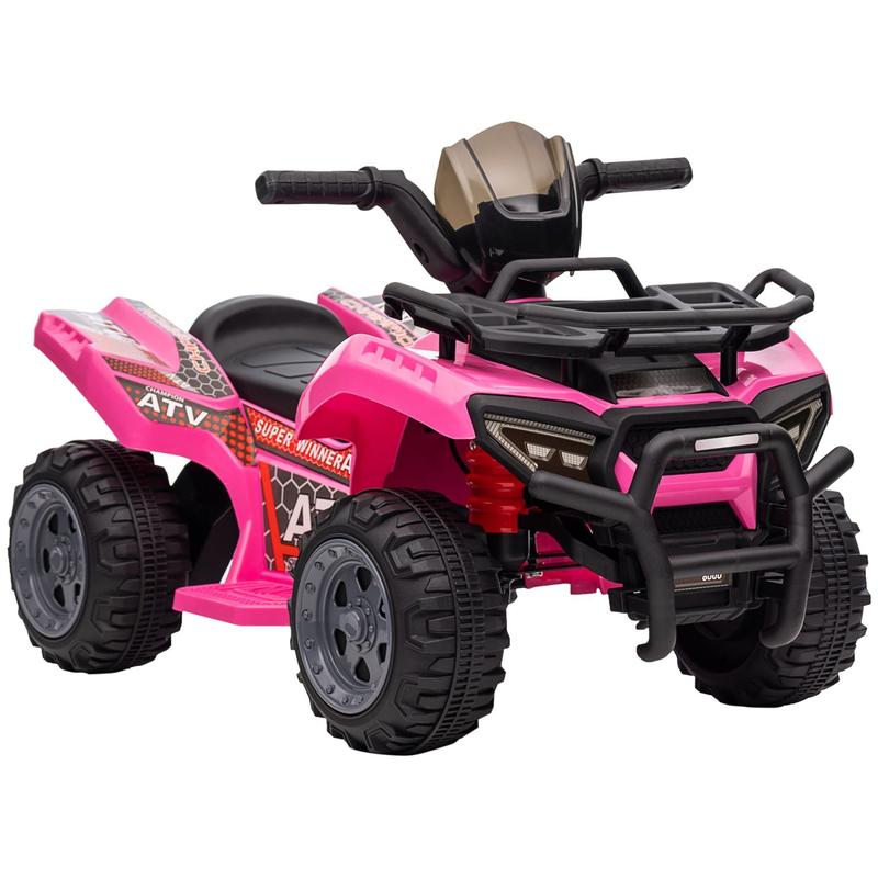 Kids ATV Four Wheeler  Ride on Car, Motorized Quad, 6V Battery Powered Electric Quad with Songs for 18-36 Months, Pink