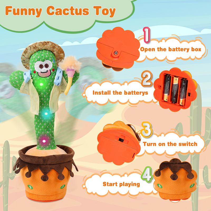 Dancing Cactus Toy, Talking Singing cactus Toys, Repeats & Recording What You Say, interactive toy,christmas 2024 ornament