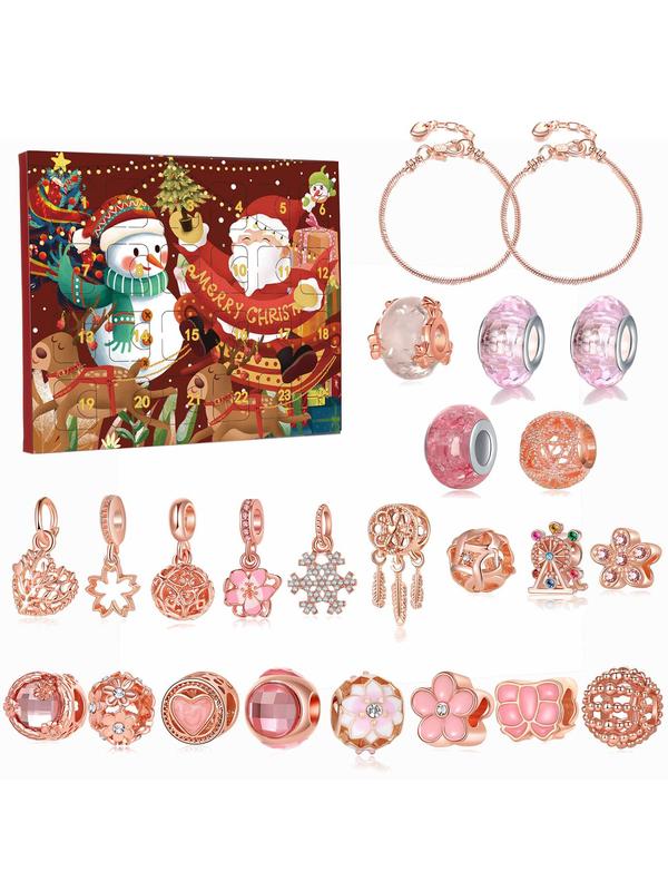 Christmas Themed Diy Jewelry Making Kit, Flowers & Rhinestones & Heart Charm for Bracelet & Earrings Making, Diy Jewelry Making Kit for Women & Girls