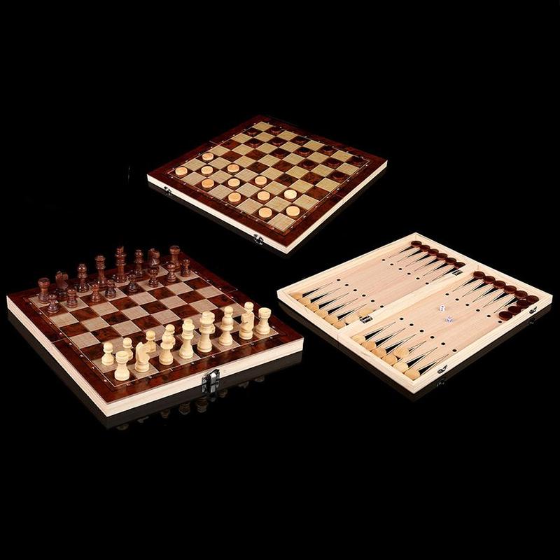 Wooden Chess Board Game, 1 Box 3 in 1 Chess Board Game, International Chess, Western Chess, Double Land Chess, Leisure & Outdoor Recreation Equipment