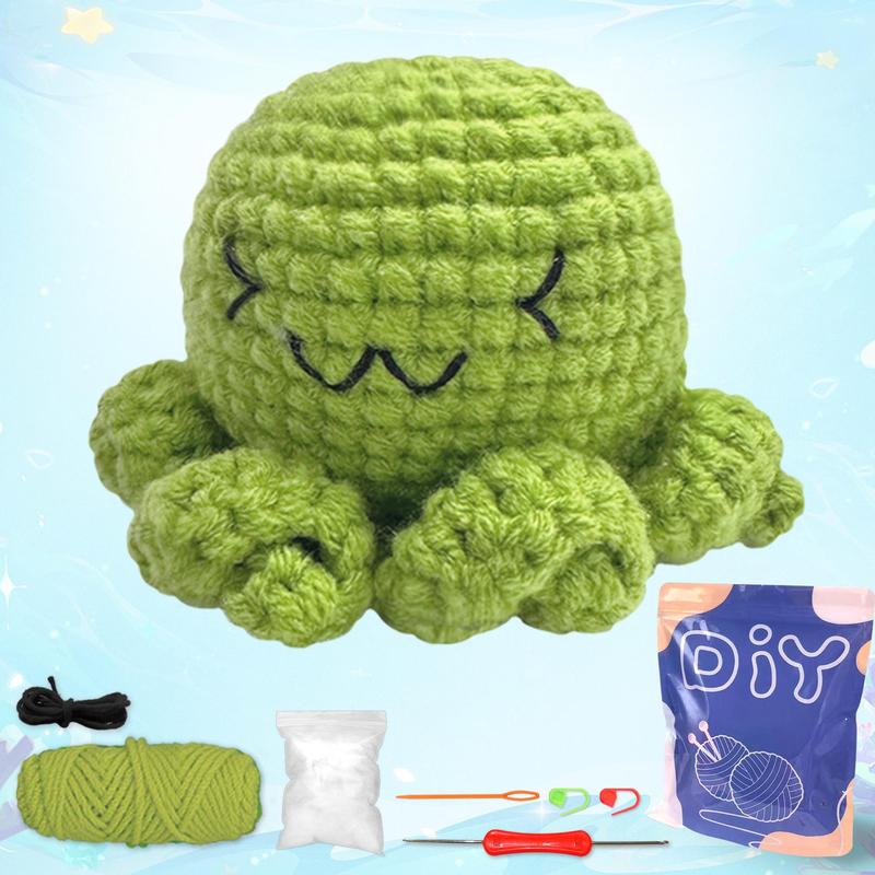 Cute Smiling Octopus Design Crochet Kit, 1 Set DIY Knitting Kit with Accessories, DIY Knitting Supplies for Beginners