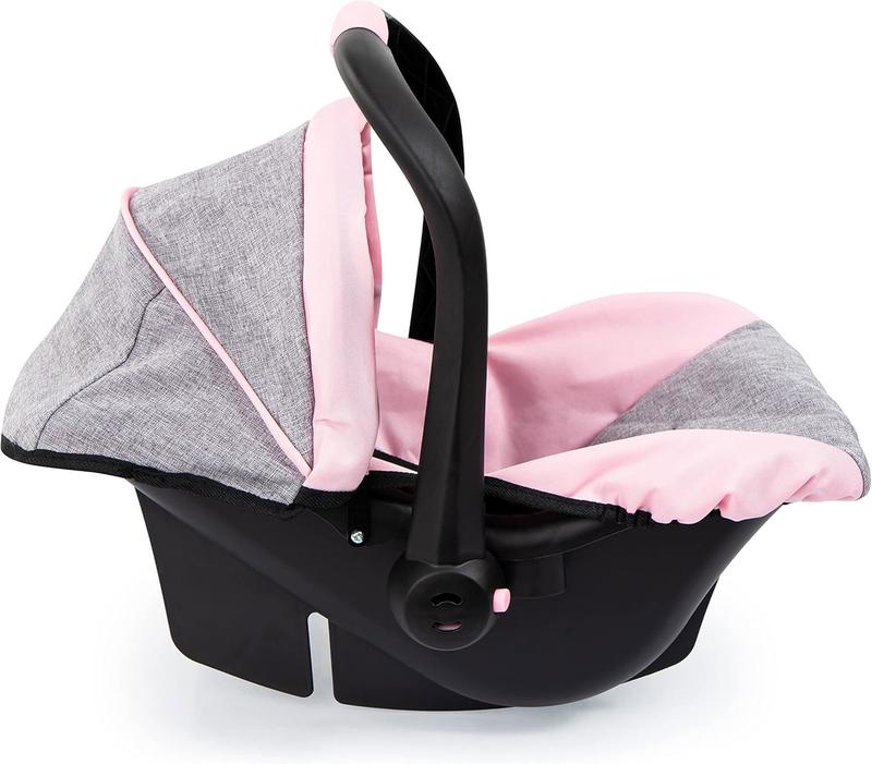 Bayer Design 67933AA Toy, Car Seat Easy Go for Neo Vario Pram with Cover, Doll Accessories, Pink, Grey with Butterfly,Grey pink, for dolls up to 18