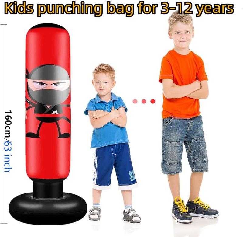 63inch  Punching Bag,Inflatable Boxing Bag  for Boys  5-10, Ninja Toys for Boys, Christmas,Birthday Gifts for  5,6,7,8,9,10