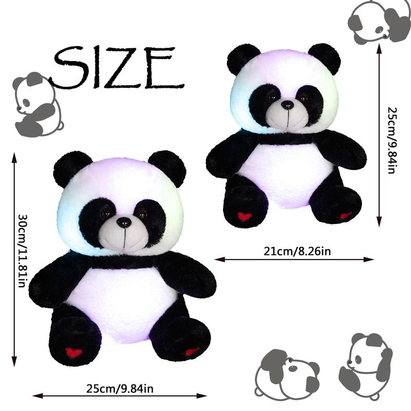 2Sizes LED Panda Plush Toys, 1 Count Glow In The Dark Panda Toys Lighting Up Stuffed Animal Kawaii Plushies Glowing Panda Birthday Gift