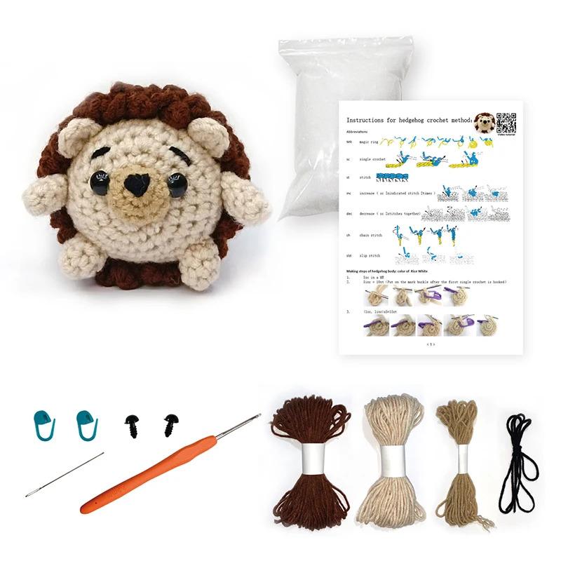 DIY Crochet Animal Kit Withhand Knitting Yarn Needles Plush Doll Easy For Starter Includes Enough Yarn Hook Accessories Tool Set