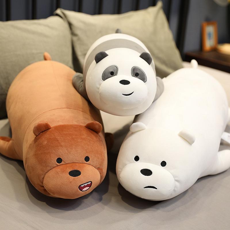 3 piece set We Bare Bears Stuffed Animals Ultrasoft Panda Plush Toy, Kawaii Throw Pillow for Kids, Hugging Doll for Girls Boys 11.8