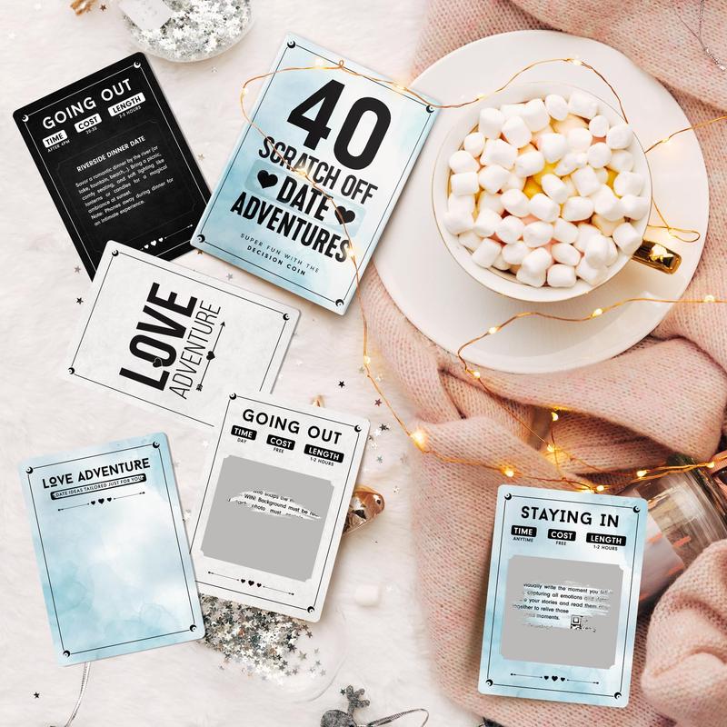 Date Ideas Card Games for Couples - Unique Date Deck Scratch Off Cards Birthdays & More Thanksgiving Christmas New Year Boyfriend Gift