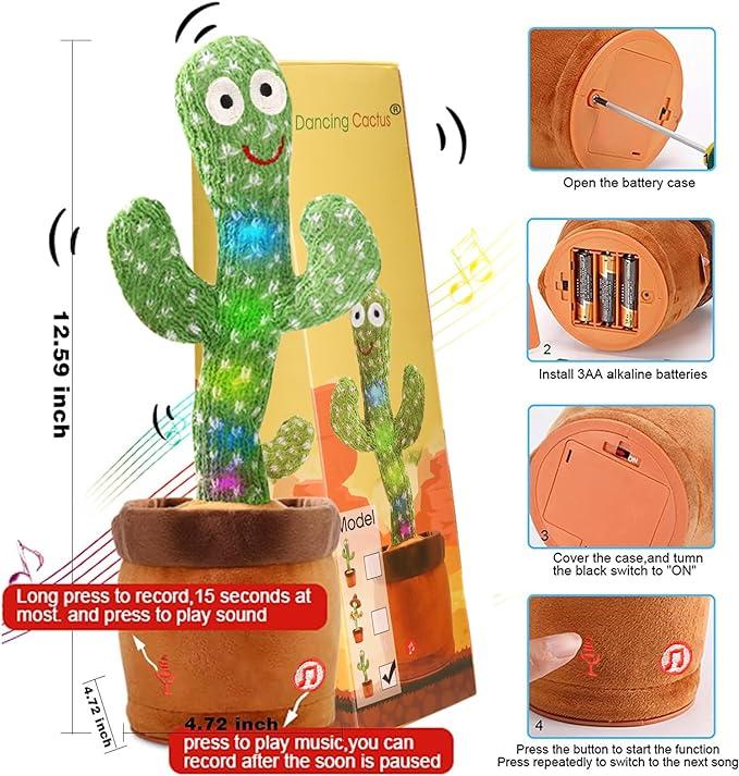 EMOIN DancingCactus Toy Cute Plushies, Talking Cactus Wriggle Singing 120 English Hit Song Sensory Musical Toy,Interactive toy,Birthday Gift