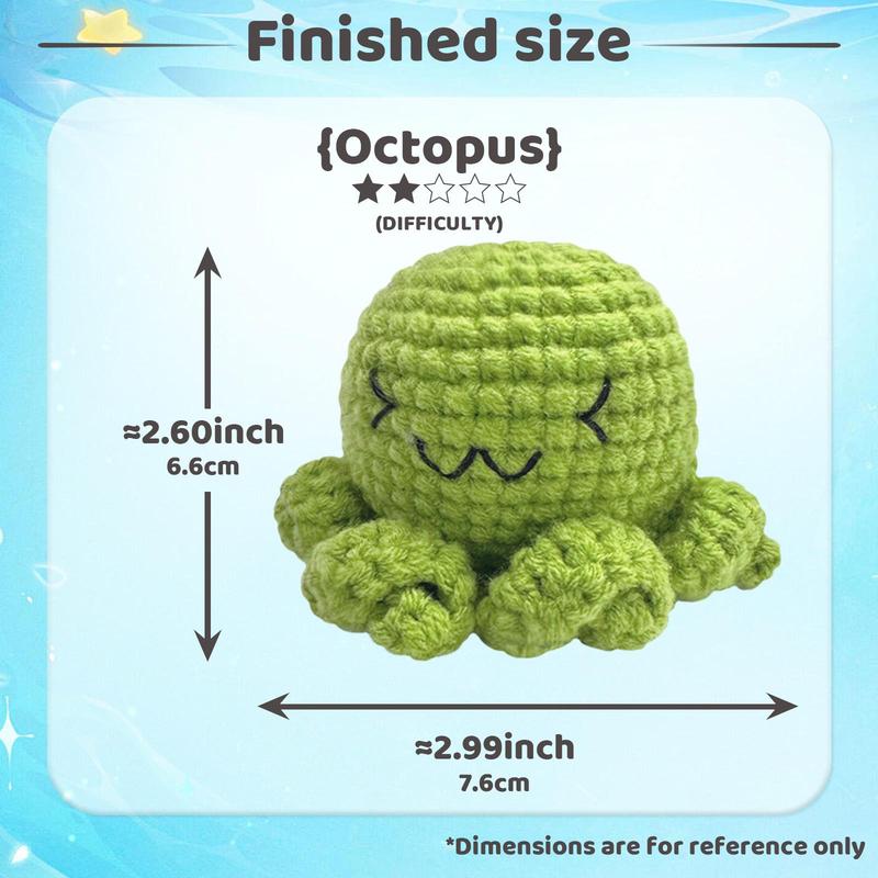 Cute Smiling Octopus Design Crochet Kit, 1 Set DIY Knitting Kit with Accessories, DIY Knitting Supplies for Beginners