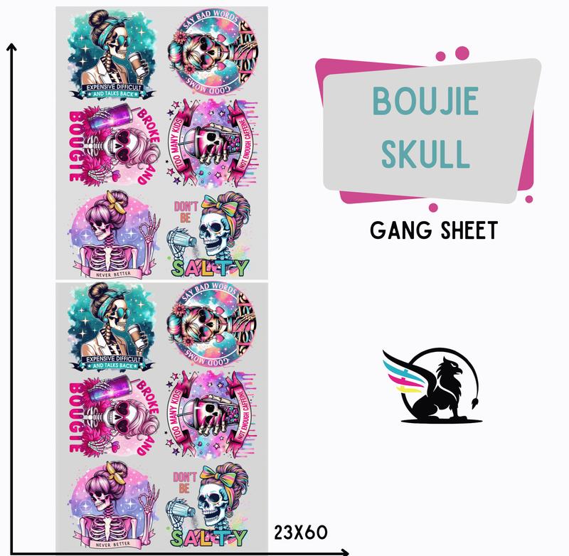 Boujie Skull Premade Gang Sheet | DTF Heat Transfers