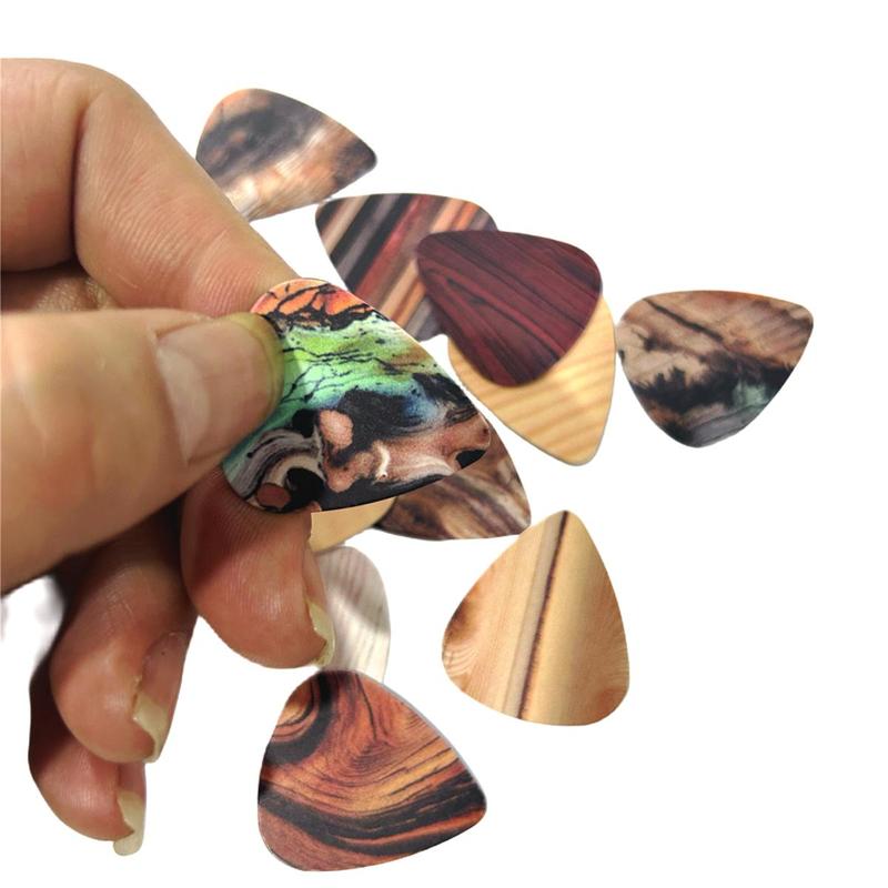 12 Unique Pattern Guitar Pick Set, 12pcs set Different Wood Pattern Guitar Pick, Double Sided Printed Guitar Pick, Music Accessories For Guitar Ukulele