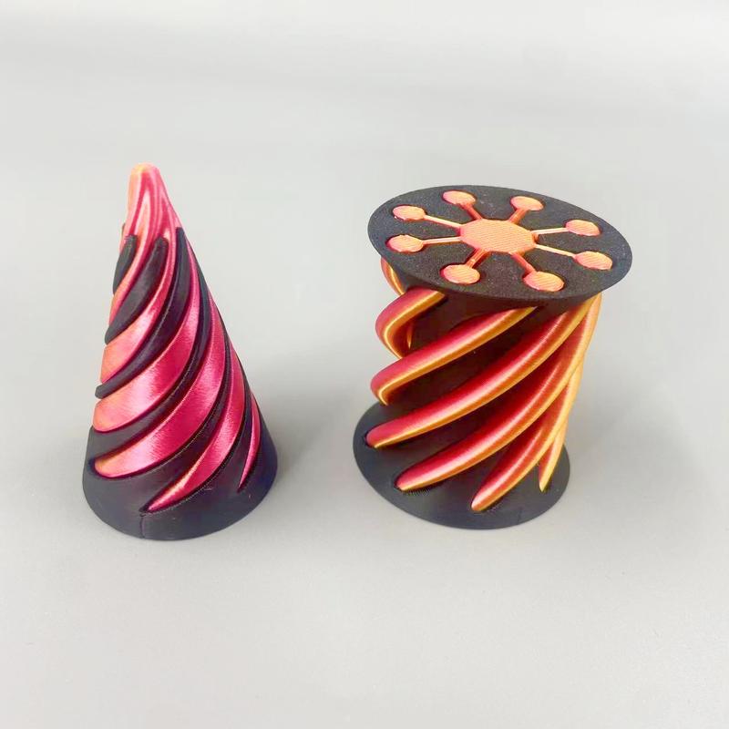 2 Count Impossible Cone, Spiral Cone Toy Printed Spiral Toys Impossible Pyramid Sculpture, Mini Cones Toy for Stress and Anxiety Relaxing