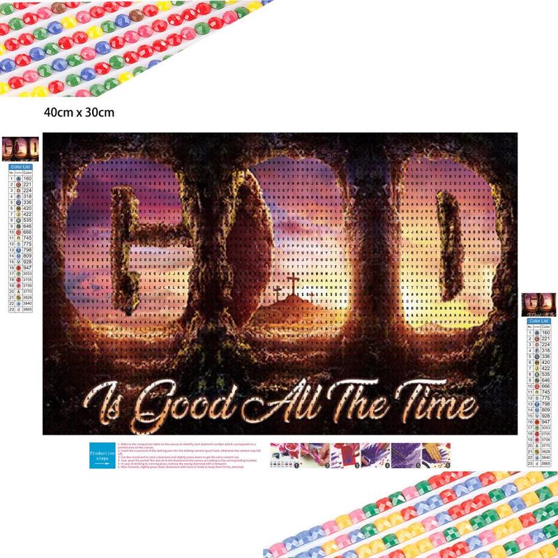 God is Good All the Time Pattern DIY Diamond Art Painting Kit without Frame, 5D Diamond Art Kit, DIY Rhinestone Art Painting for Home Wall Decoration