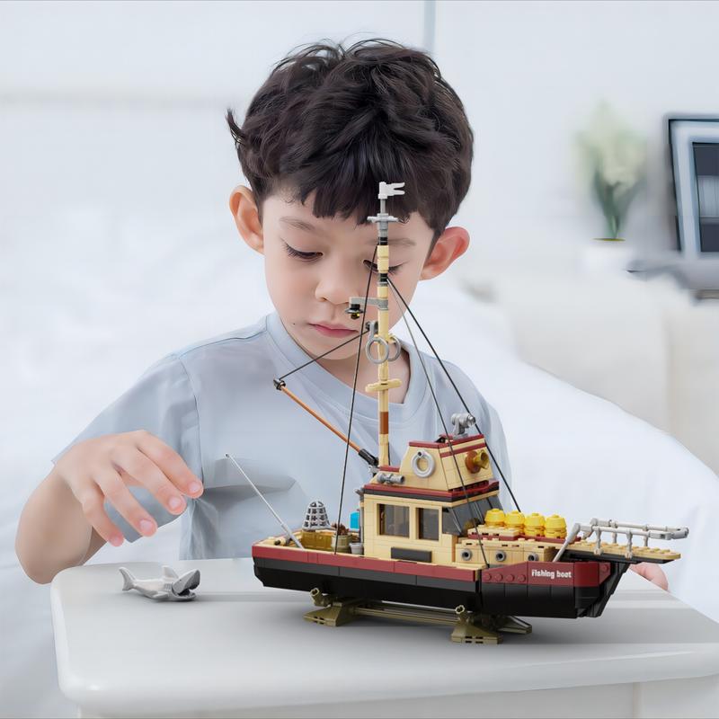 Ocean Pursuit Fishing Boat Building Blocks Set, Perfect Christmas & Halloween Gifts for Fans and Kids (609 pcs)