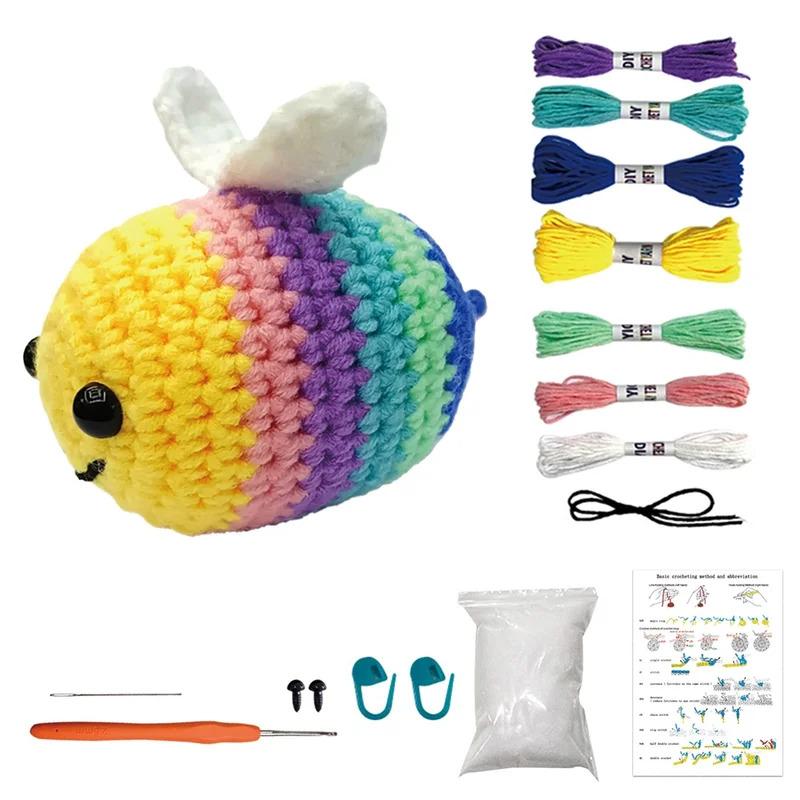 DIY Crochet Animal Kit Withhand Knitting Yarn Needles Plush Doll Easy For Starter Includes Enough Yarn Hook Accessories Tool Set