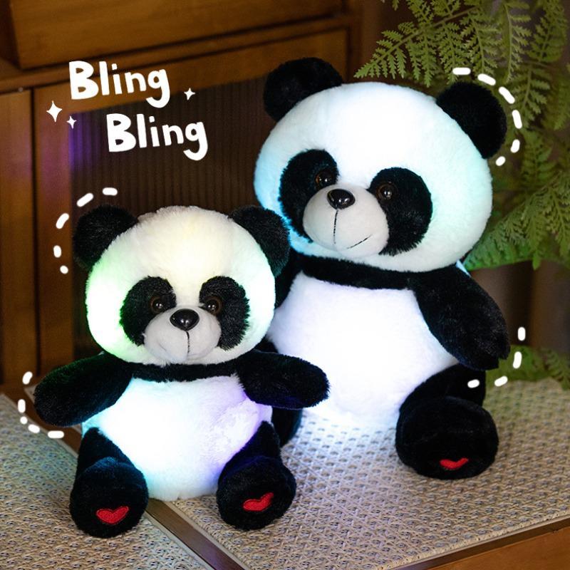 2Sizes LED Panda Plush Toys, 1 Count Glow In The Dark Panda Toys Lighting Up Stuffed Animal Kawaii Plushies Glowing Panda Birthday Gift