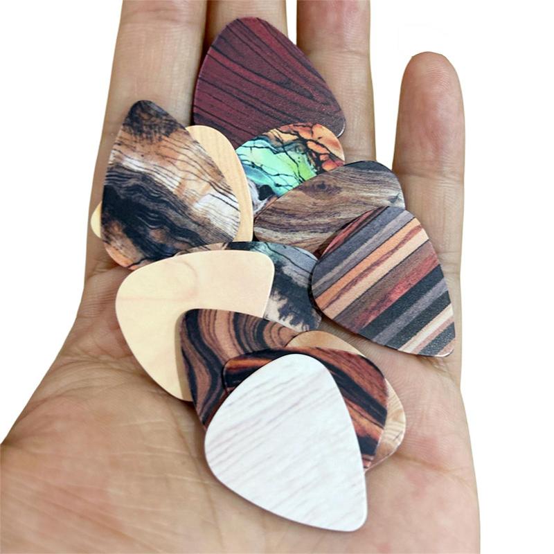 12 Unique Pattern Guitar Pick Set, 12pcs set Different Wood Pattern Guitar Pick, Double Sided Printed Guitar Pick, Music Accessories For Guitar Ukulele