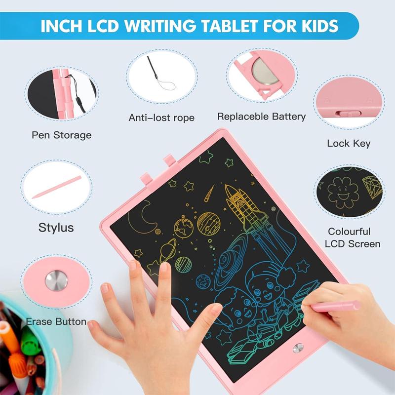 2pcs LCD writing tablet for kids,10-inch color electronic board kids drawing board, early childhood education learning travel birthday gift