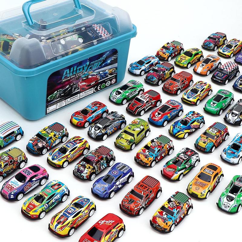 Random Color and Style Pull Back Car Toy with Storage Box, 24 36 52pcs Mini Car Toy, Fun Racing Car Toy, Ideal Birthday Gift, Christmas Gift