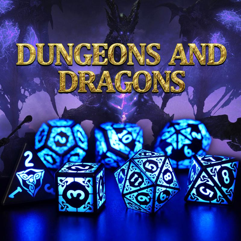 LED Dice Set D&D Rechargeable，DND Dice Shake to Light Up Dice, Dungeon and Dragons Dice USB Port Charging, Role Playing Dice for D&D Table Games