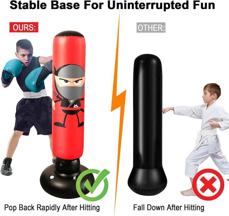 63inch  Punching Bag,Inflatable Boxing Bag  for Boys  5-10, Ninja Toys for Boys, Christmas,Birthday Gifts for  5,6,7,8,9,10