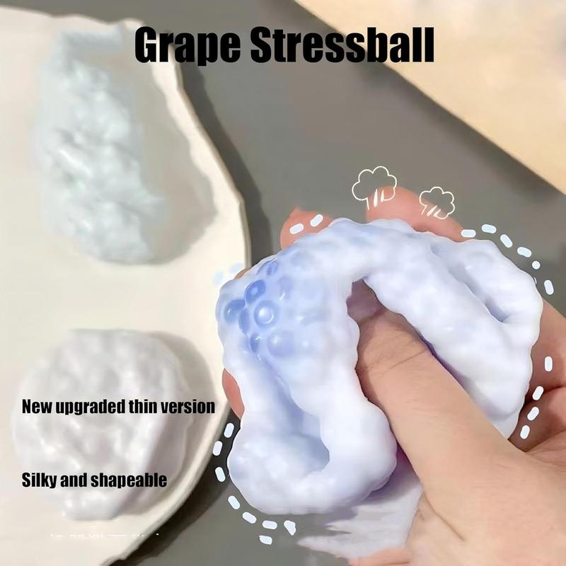 Smoothie Stressball,Grape Stressball, Shapeable Vacuum Ball Stress Ball,Sensory Fidget Squeeze Toy for Stress Relief(White)