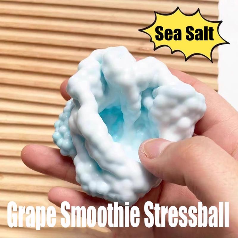 Smoothie Stressball,Grape Stressball, Shapeable Vacuum Ball Stress Ball,Sensory Fidget Squeeze Toy for Stress Relief(White)