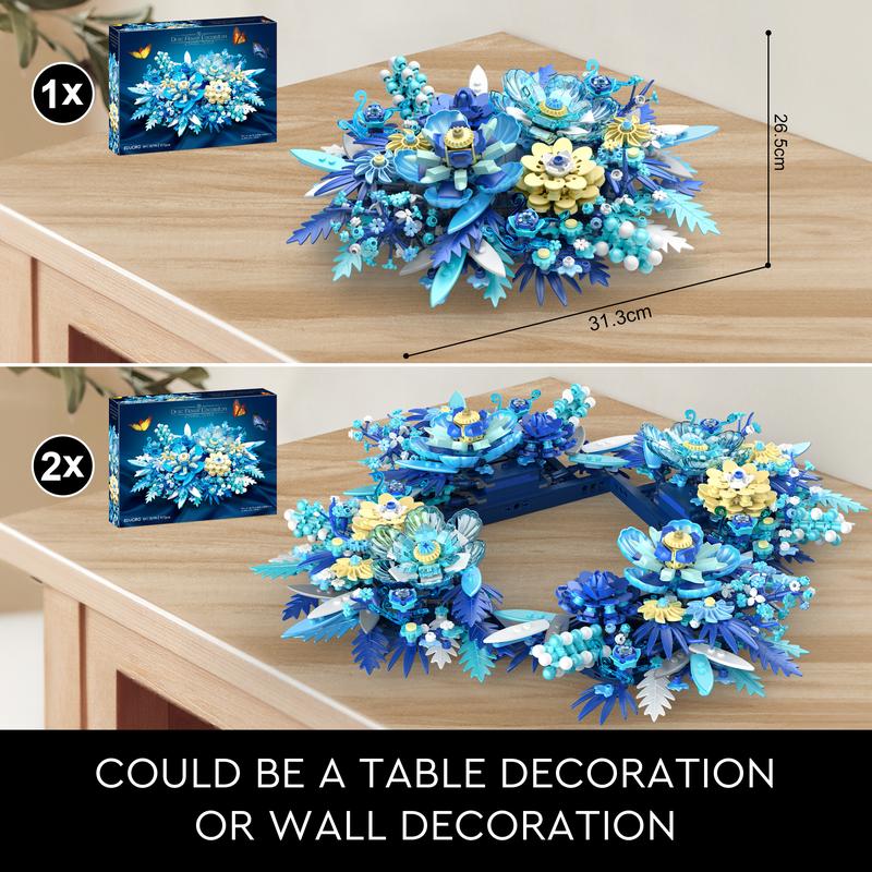 Educiro Flowers Bouquet Building Set, Table Centrepiece Wall Decor Building Sets, Artificial Plants Set for Adults, Valentines